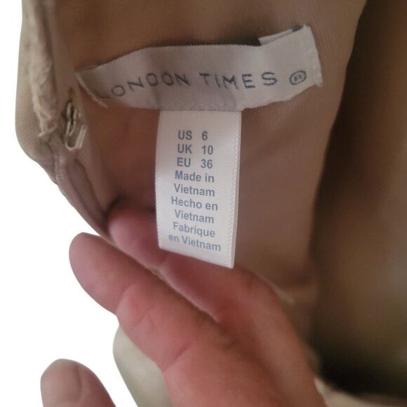 Elegant Beige Mermaid Gown With Lace Accents & Sleeveless Design Floor-Length Fo - Picture 8 of 8